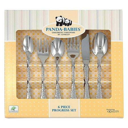Ginkgo Panda Stainless Steel Child Progress Flatware - Set of 6