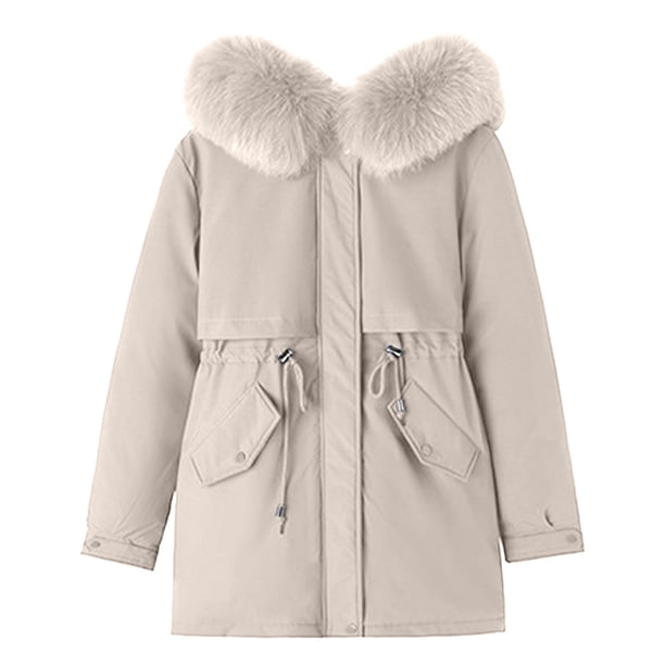 Chaquetas y abrigos casuales con capucha y manga larga para mujer, abrigo con bolsillo y cremallera, chaqueta larga de invierno de algodón con plumón y manga larga para mujer
