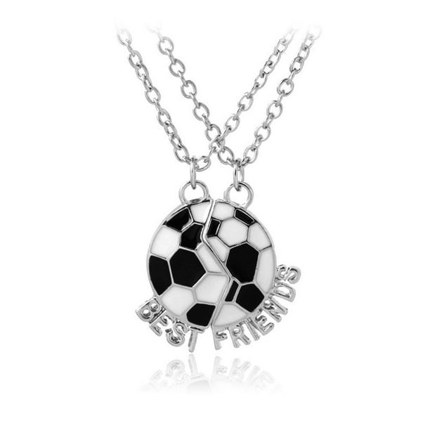 Collar BFF de 2 uds para 2 pelotas de fútbol a juego, collar con colgante de baloncesto para mujeres y hombres, regalo de joyería de pelota deportiva