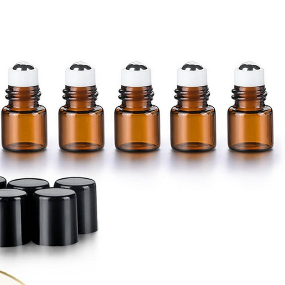 FRCOLOR  5 PCS Black Essential Oil Roller Bottle Portable Perfume Bottles