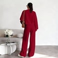 thumbnail image 3 of OIOLOYJM Sweatsuits Women 2 Piece Full Zip Sweatshirt Outfits Baggy Tracksuit Matching Workwear Loose Fit Coats and Drawstring Elastic Pants Red M, 3 of 4