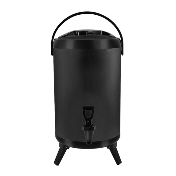 SOGA 12L Stainless Steel Insulated Milk Tea Barrel Hot and Cold Beverage Dispenser Container with Faucet Black