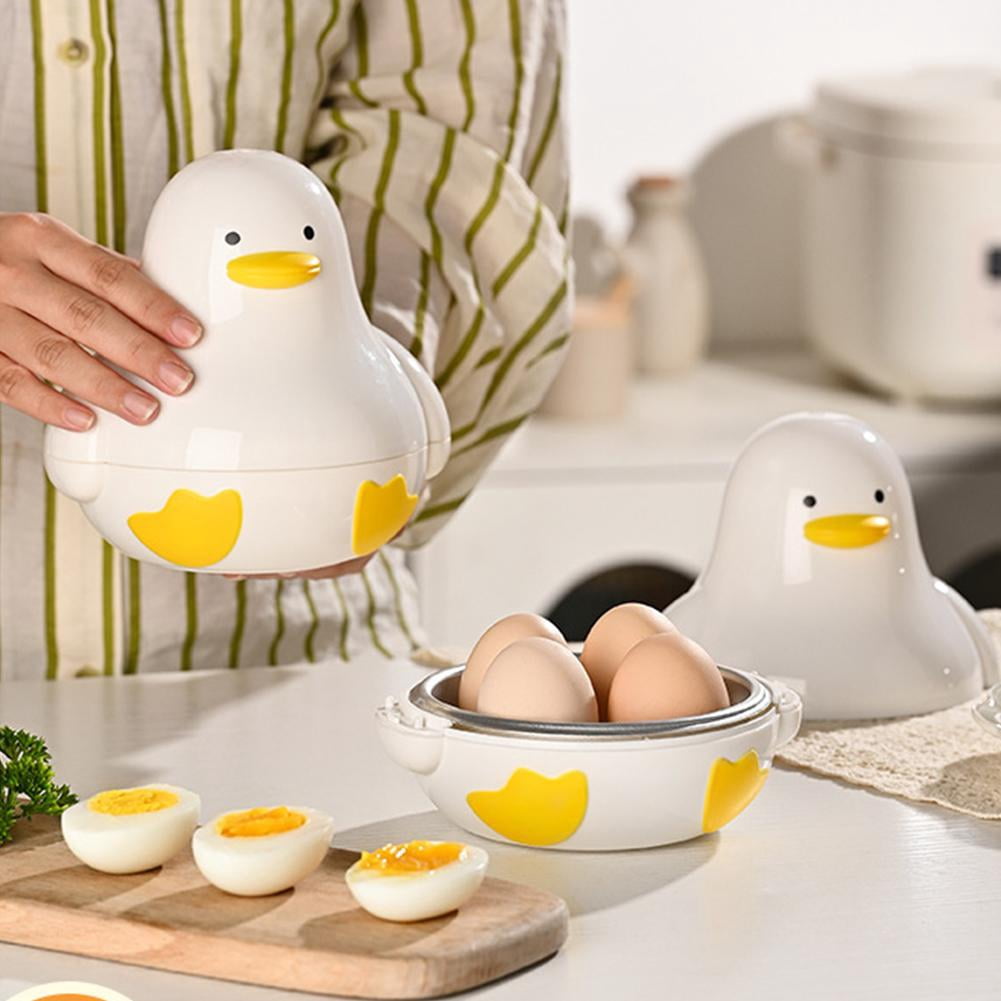 Egg Cooker, Microwave Egg Boiler for 4 Eggs, Adorable Cute Duck Microwave Egg Steamer, Handy Boiler Steamer Gadgets Cook Soft And Hard Boiled Egg,Boiled Egg Artifact for Quick And Easy Breakfast Prep