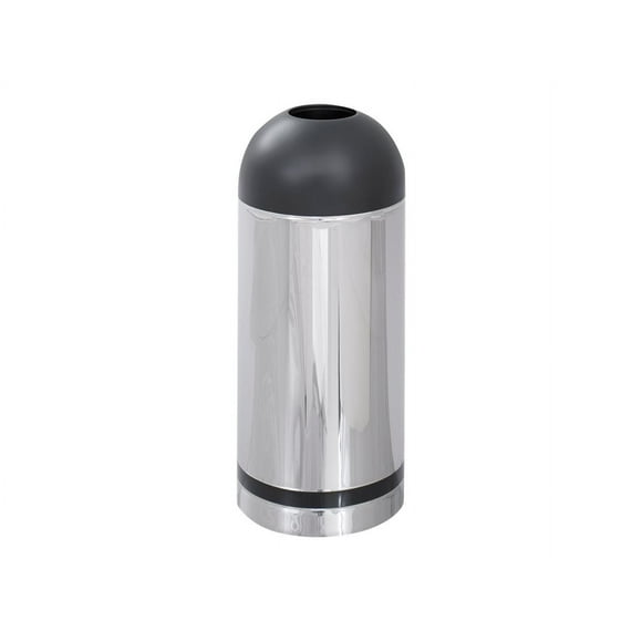 Reflections By Safco Open Top Dome Receptacle - Trash can - butterfly - 15 gal - steel - black, chrome
