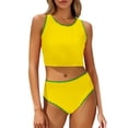 thumbnail image 3 of QIUOMBBP 2 Piece Tankini Swimsuits for Women Full Coverage Cropped Tank Top with High Waist Bottom Beach Vacation Modest Bathing Suit Yellow XXL, 3 of 10