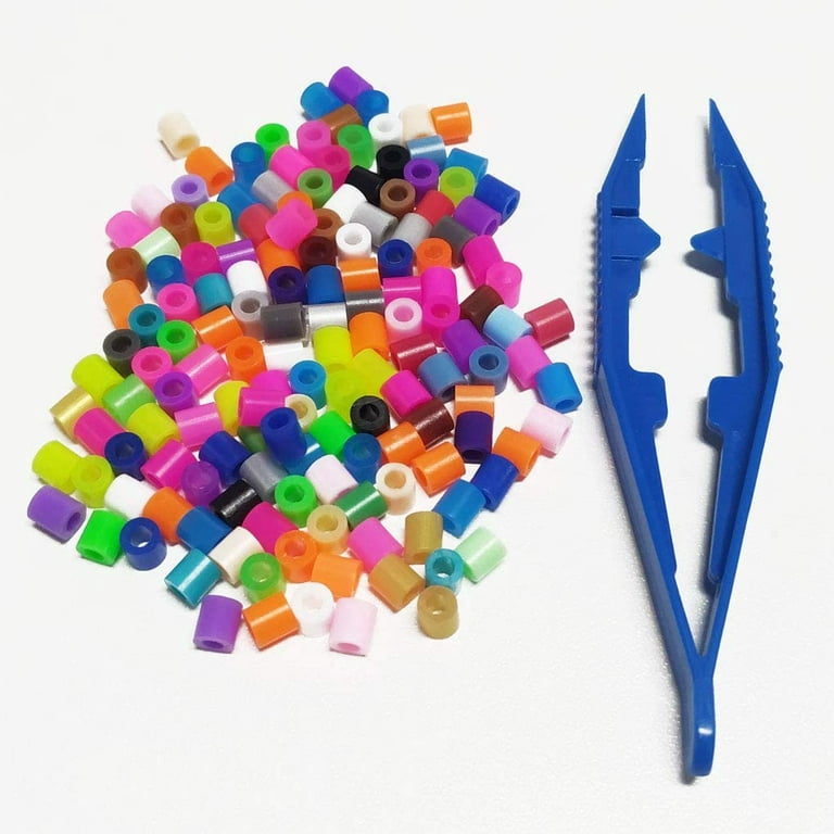 Three-Color Plastic Fuse Beads Tweezers Handmake Beads Crafts Manual DIY  Creative Craft Game Tool for Kids(1 Pack of 6 Tweezers White Green Blue)