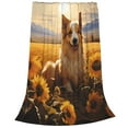 thumbnail image 2 of Fotbe Pastoral Sunflower Corgi Manta de Franela Acolchonada con Estampado, Súper Suave y Esponjosa, Extra Grande para Sofá, Cama, Uso Todo el Año-80"x60", 2 of 7