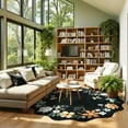 thumbnail image 2 of Moynesa 5' Floral Round Area Rug, Washable Rugs for Bedroom Ultra-Thin Soft Rug, Non-Slip Boho Circle Carpet for Living Room Bathroom Nursery Kitchen,Black, 2 of 7