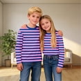 thumbnail image 4 of UQJfacai Girls Striped Long Sleeve T Shirts Kids Summer Oversized Tops Color Block Cute Casual Crewneck Tees 3-14 Years, 4 of 9