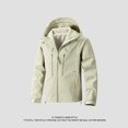 thumbnail image 5 of BXINGOHAI Men's Waterproof Hoodie Jackets Big And Tall Rain Jacket Long Sleeved Coats Outdoor Athletic Jogger Outwear Khaki,XXL, 5 of 6