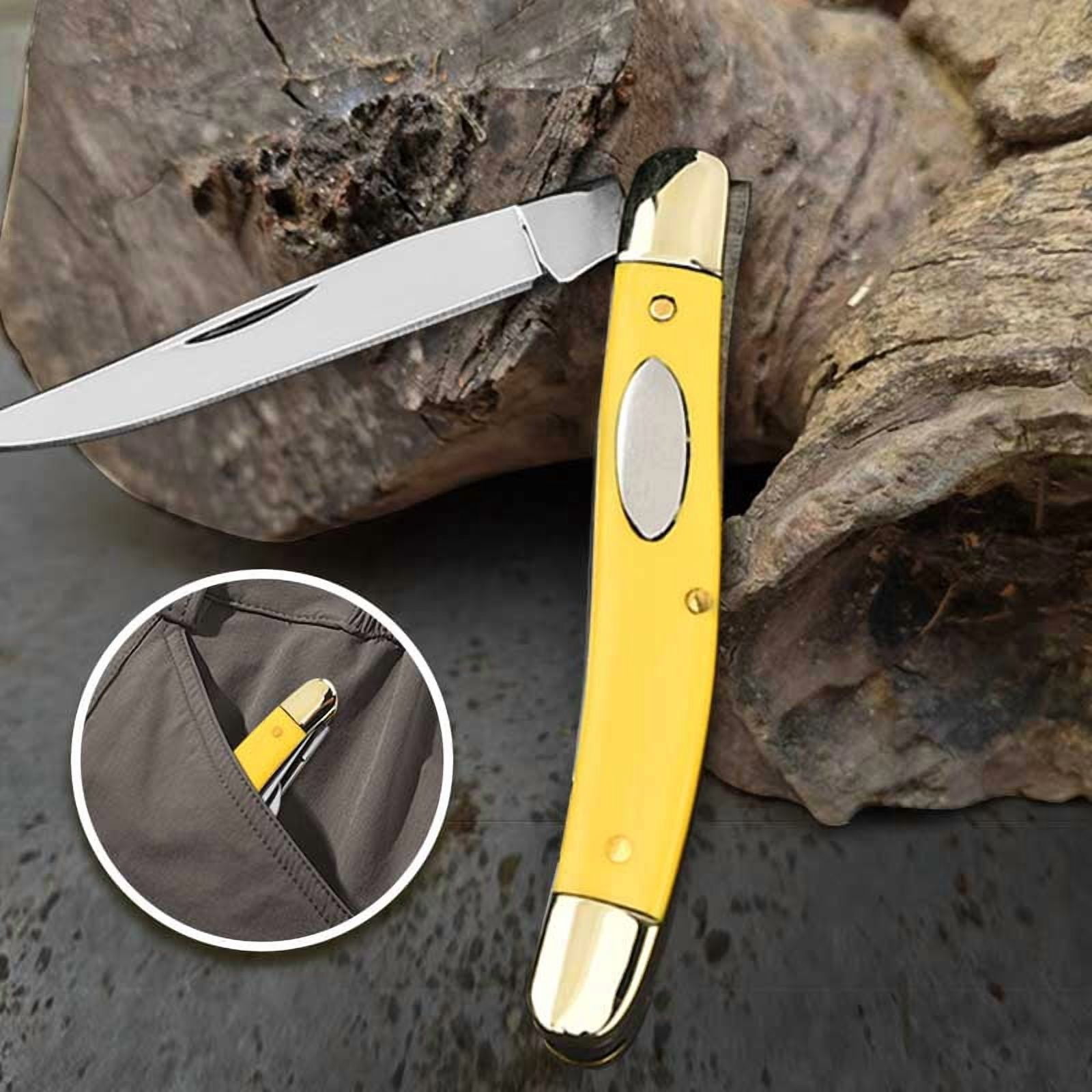 EDCHigh-quality handcrafted three-bladed copper folding knife, pocket knife, and precious sheath knife - an ideal gift for outdoor enthusiasts and campers