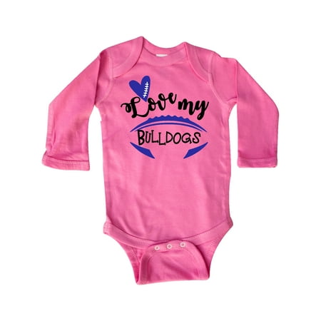 

Inktastic Love My Bulldogs Football Gift Baby Boy or Baby Girl Long Sleeve Bodysuit