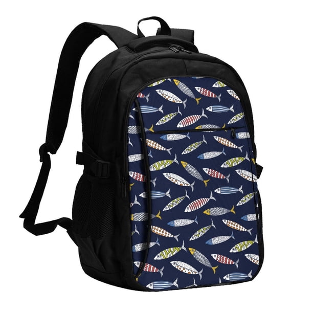 Balery Sardine Mochila con carga USB para hombre y mujer - Mochila impermeable y antirrobo para laptop con puerto USB para viajes, trabajo