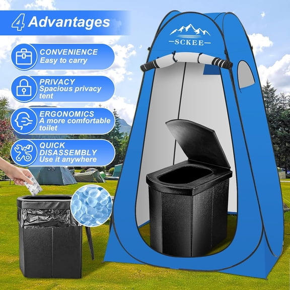 16.5'' Camping Toilet with Pop-Up Privacy Tent Set