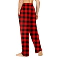 thumbnail image 4 of Xyxonk Men's Pants Plaid Printed Knitted Sleep Pant Lounge Lightweight Bottoms with Pockets Drawstring Soft Sleepwear Red 2XL, 4 of 8