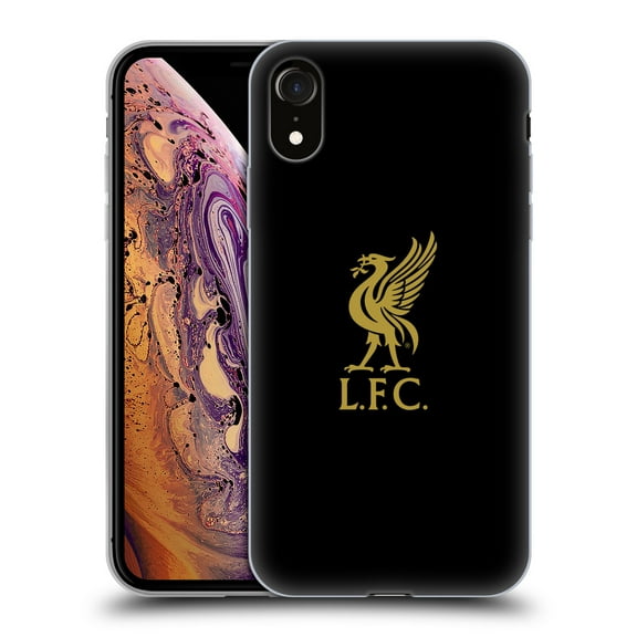 Head Case Designs Officially Licensed Liverpool Football Club Liver Bird Gold Logo On Black Soft Gel Case Compatible with Apple iPhone XR