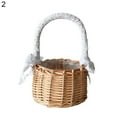 thumbnail image 2 of Flower Girl Baskets Wicker Woven Basket Willow Hand Woven Basket with Handle and Lace Bow Picnic Basket Woven Eggs Candy Basket Flower Basket for Wedding, Picnic Foods Storage Basket for Hiking, 2 of 8