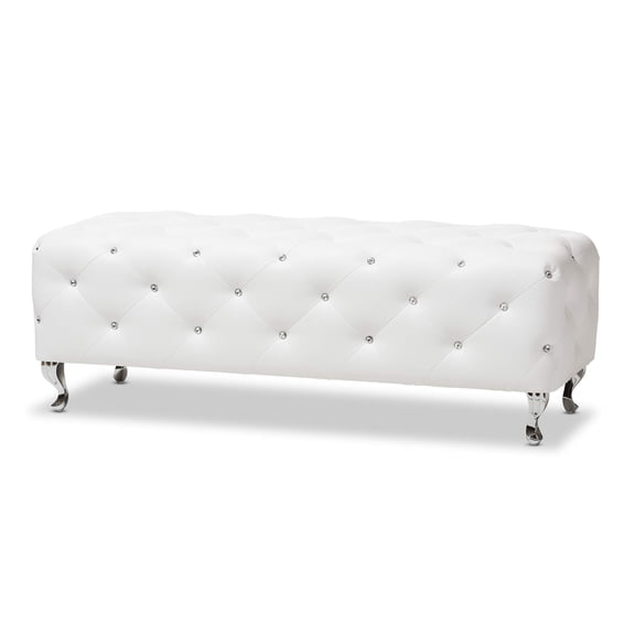 Bowery Hill Faux Leather Tufted Bench in Black