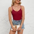 thumbnail image 6 of OIUUAK Soft Stretchy Lace Cami Tops for Women,&nbsp;V Neck Adjustable Spaghetti Strap Stretch Fitted Camisole Undershirt Tank Top Double Lined Cotton Blend Breathable Summer Going Out, Red, 6 of 9