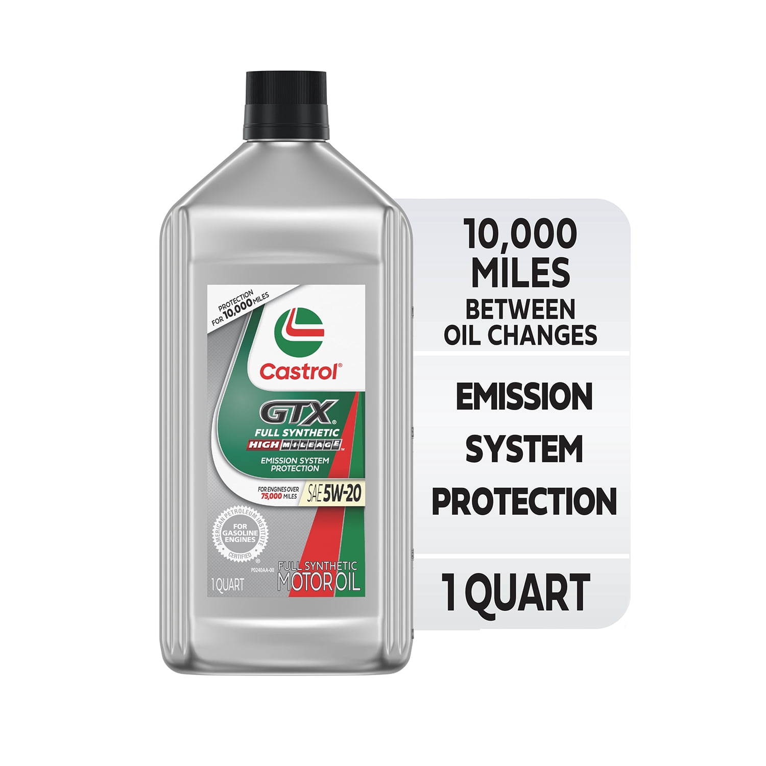Castrol GTX Full Synthetic High Mileage 5W-20 Motor Oil, 1 Quart