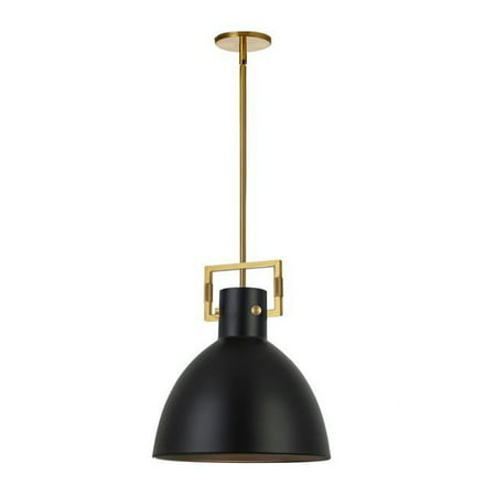 

Incandescent Pendant with One Light Aged Brass & Matte Black Metal Shade
