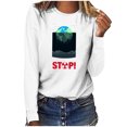 thumbnail image 1 of RKSTN Sweat-Shirt pour Femmes Mode Automne Léger Couleur Unie Manches Longues Col Rond Imprimé Pollution Marine, 1 of 4