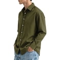 thumbnail image 5 of GrmtClth Mens Shirts Long Sleeve Collar Button Down Wrinkle Free Regular Fit Solid Tone Office Business Casual Tops Army Green M, 5 of 7