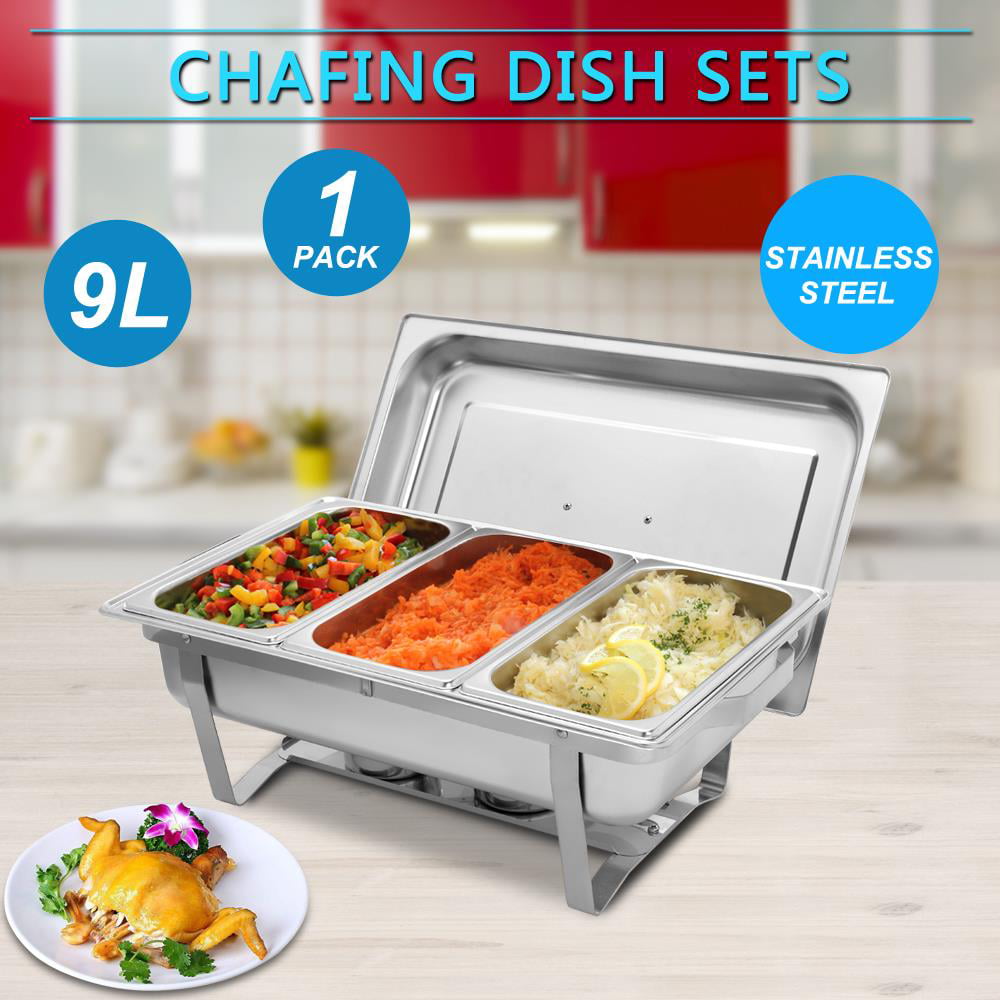 Set Commercial Stainless Steel Full Size Food Warmer Qt Chafer Single Tray 8 