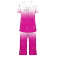 thumbnail image 4 of fatyb Women's Capri Pajama Sets Summer Comfy Short Sleeve Tops and Capris Pants Pjs Sleepwear with Pockets, 4 of 4