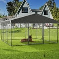 ALAULM Large Heavy Duty Outdoor Dog Kennel, Galvanized Steel Dog Kennel