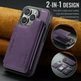 thumbnail image 3 of For iPhone 15 Pro PU Leather Wallet Phone Case,Compatible with Mag-Safe,Magnetic Detachable Card Holder,Back Flip Kickstand,2-in-1 Heavy Duty Shockproof RFID Blocking Phone Case,Purple, 3 of 10