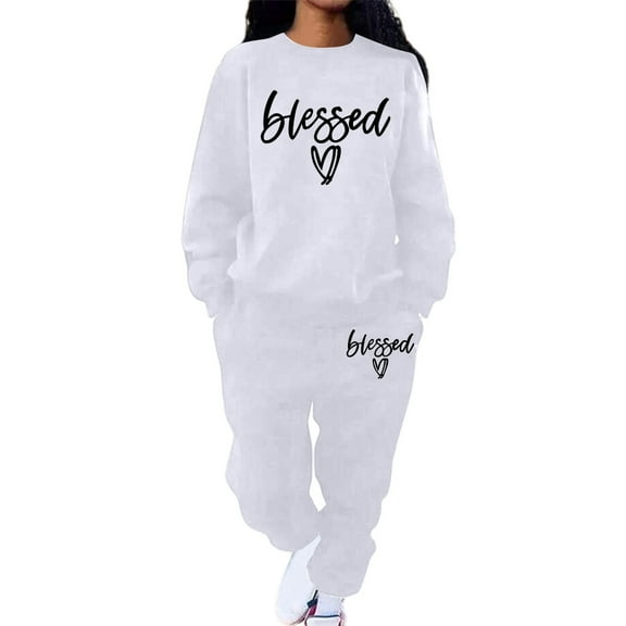 Wangmeiwg Women's Sweatshirts Women's Trousers Suit Stylish Comfortable Loose Hoodie and Sweatpants Set for Casual Loungewear White S