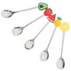 thumbnail image 3 of Juego de 5 cucharas de acero inoxidable para fruta, postre y pastel con adorno de fruta., 3 of 7