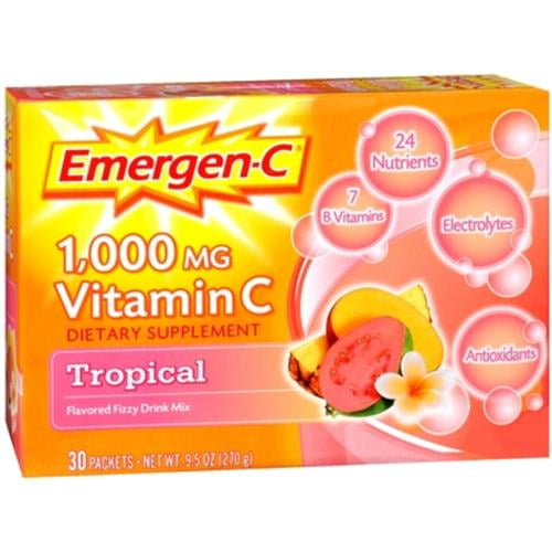Emergen-C Vitamin C Drink Mix Packets Tropical 30 each (Pack of 4) by