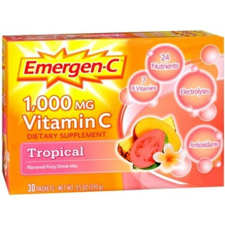Emergen-C La vitamine C pour boisson Packets Tropical 30 chacun (Pack de 4)