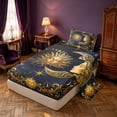 thumbnail image 2 of Homewish Mystic Sun Moon Twin Sheets, Cosmos Stars Bedding, Gold Dark Blue, 3pcs, 1 Flat Sheet, 1 Fitted Sheet and 1 Pillowcase, 2 of 6