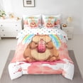 thumbnail image 2 of Feelyou Kawaii Boba Capibara Bedding Comforter Set 7pcs for Teens, Dreamy Cartoon Rainbow Queen Bedding Sets, Pink Watercolor Reversible Queen Sheet Sets, Luxury Bedroom Decor, 2 of 8