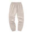 thumbnail image 4 of Wutalume Men's Universal Solid Color Flag Print Hooded Sweatshirt and Sweatpants Set, Versatile Fit for Sports and Lounge, Comfortable Fabric with Modern Style,Beige 2XL, 4 of 5