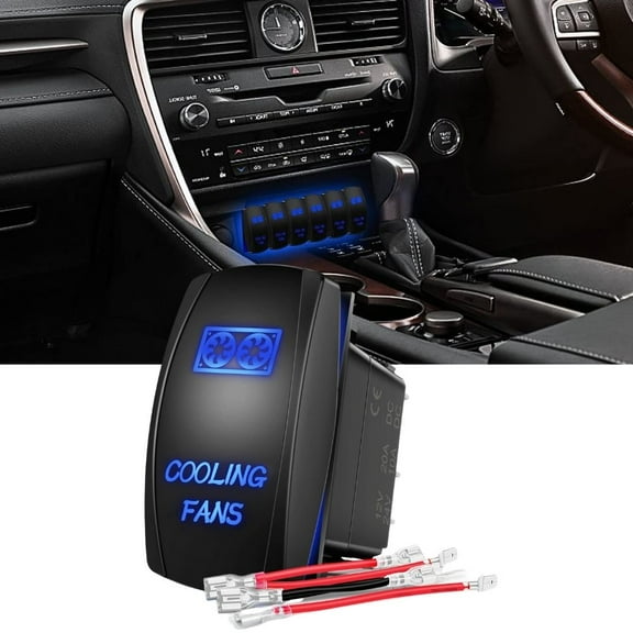 Nilight Cooling Fans Rocker Switch Led Light Bar Switch 5Pin Laser on off SPST switches 20A/12V 10A/24V Switch Blue with Jumper Wires Set for Cars Trucks RVs
