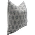 thumbnail image 2 of Fabdivine Block Print Throw Pillow Cover, 24x24 Inch Thick Linen Decorative Cushion Cover, Floral Print Boho Design Gray Pillow Cover for Sofa and Couch, 2 of 5