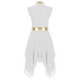 thumbnail image 4 of Xnihocha Girl's Praise Dance Tunic Color Block Asymmetrical Overlay Dress Liturgical Worship Lyrical Dance Dress White 10, 4 of 7