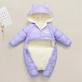 thumbnail image 6 of Chenyin Infant Toddler Winter Warm Onesies Jumpsuit for Boys Girls Hooded Thickened Bodysuit Baby Cotton Snowsuit Solid Color Romper Pajamas for 3 Months-3 Yearsrs, 6 of 8