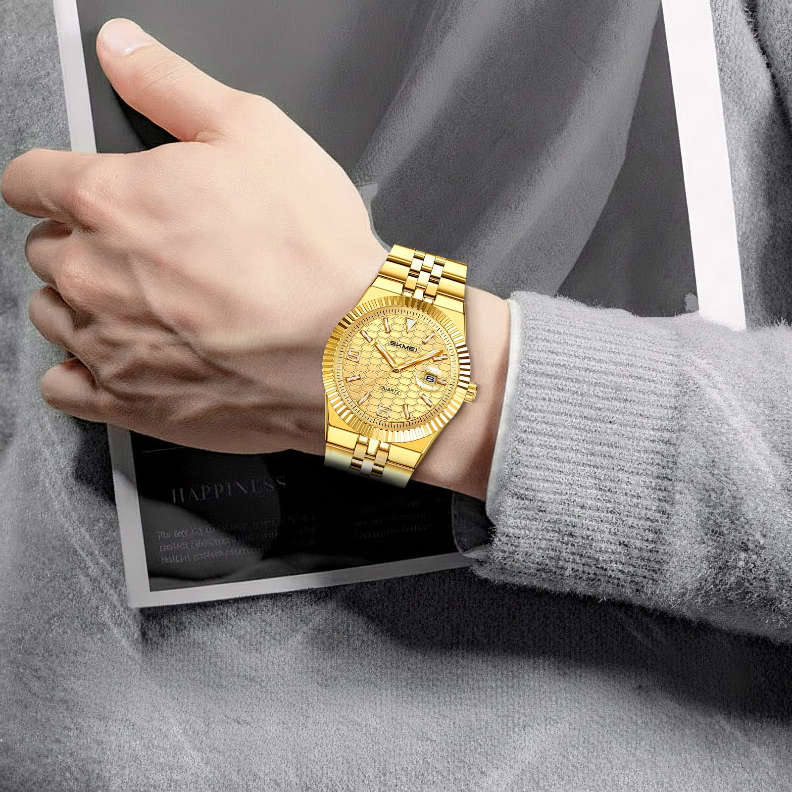 SKMEI Watch for Men Stainless Steel Waterproof Analog Quartz Mens Watches Business Date Luxury Casual Wrist Watch