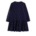 thumbnail image 2 of HWJAD 2-7 Years Kids Girl's Dresses Cotton Jersey Long Sleeve Crewneck Swing A-Line Cute Appliques Unicorn Midi Casual Star Print Dress, 2 of 7