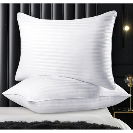 Pillows Queen Size Set of 2, Hotel Collection Bed Pillows for Sleeping, Gusseted Pillow for Back, Stomach or Side Sleepers(Pure White)