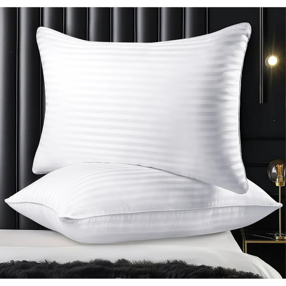Pillows Queen Size Set of 2, Hotel Collection Bed Pillows for Sleeping, Gusseted Pillow for Back, Stomach or Side Sleepers(Pure White)