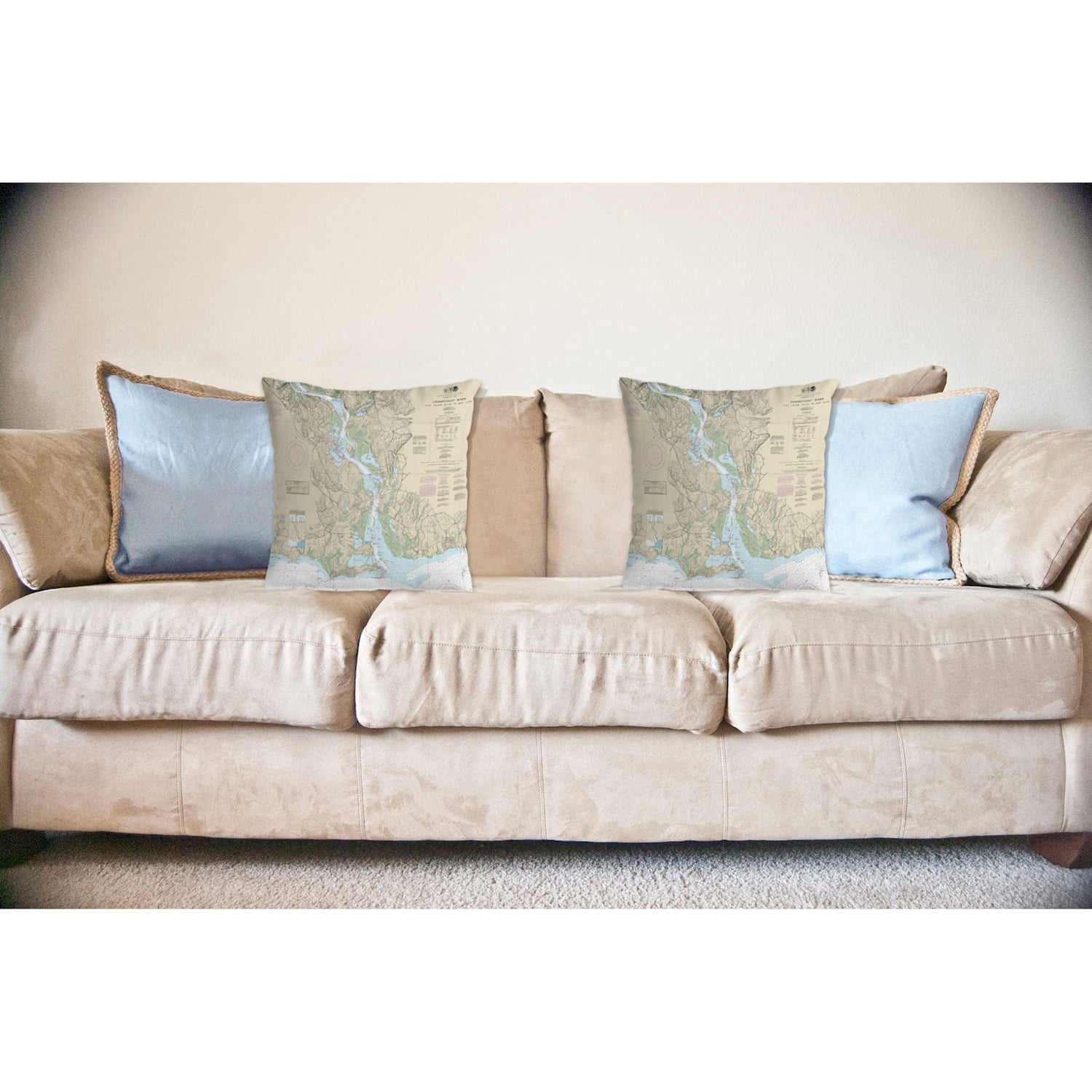 Betsy Drake NC12375 18 x 18 in. Connecticut River, CT Nautical Map Noncorded Indoor & Outdoor Pillow