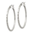thumbnail image 2 of Auriga Fine Jewelry 925 Sterling Silver Satin Diamond-cut 2x35mm Hoop Earrings for Women, 2 of 6