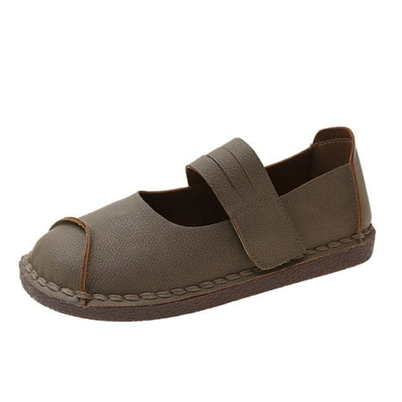

Casual Shoes for Women Retro Flat Women S Shoes Soft Bottom Spring And Summer Soft Surface Shallow Mouth Casual Women Casual Shoes Pu Khaki 37