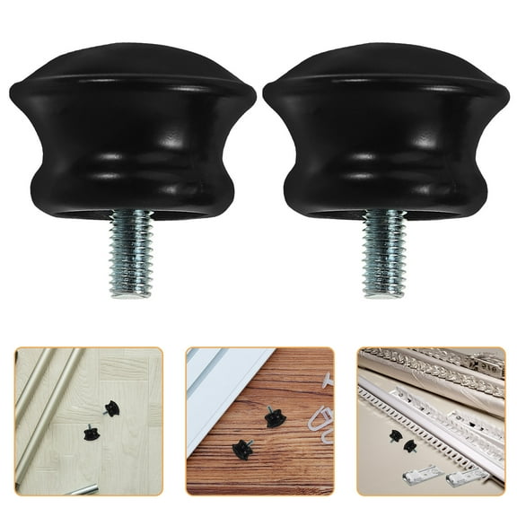 HONMEET 2Pcs Shower Curtain Rod End Caps Black Plastic Stainless Steel for Hotel Staff